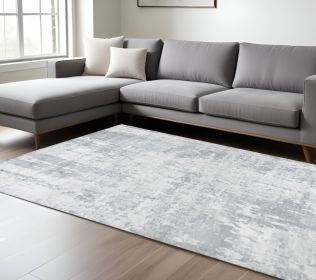 9' X 12' Dark Gray And Light Gray Abstract Hand Loomed Area Rug