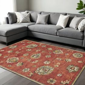 9' X 13' Sienna Gold And Green Wool Floral Vines Hand Tufted Area Rug