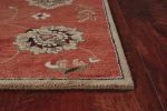 9' X 13' Sienna Gold And Green Wool Floral Vines Hand Tufted Area Rug