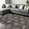 9' X 13' Dark Gray Green And Brown Wool Floral Hand Tufted Area Rug