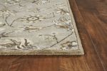 9' X 13' Gray Ivory And Brown Wool Floral Hand Tufted Area Rug