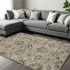 9' X 13' Gray Ivory And Brown Wool Floral Hand Tufted Area Rug
