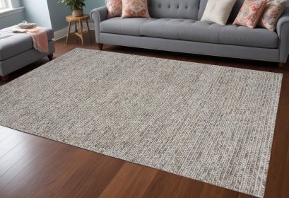 9' X 13' Natural Wool Hand Woven Area Rug