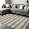 9' X 13' Brown Gray And Ivory Wool Striped Hand Woven Area Rug