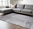 9' X 13' Slate Gray And Dark Gray Abstract Hand Loomed Area Rug