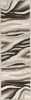 7' Beige Ivory And Black Wool Abstract Hand Tufted Runner Rug