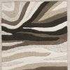 7' Beige Ivory And Black Wool Abstract Hand Tufted Runner Rug
