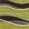8' Lime Green Brown And Blue Wool Abstract Hand Tufted Runner Rug