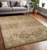 5' X 8' Beige And Tan Floral Medallion Distressed Area Rug