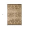 5' X 8' Beige And Tan Floral Medallion Distressed Area Rug