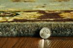 7' Gray Brown And Ivory Wool Floral Medallion Hand Tufted Runner Rug