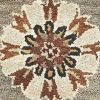 7' Gray Brown And Ivory Wool Floral Medallion Hand Tufted Runner Rug
