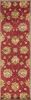 7' Red Ivory And Brown Wool Floral Hand Tufted Runner Rug