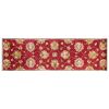 7' Red Ivory And Brown Wool Floral Hand Tufted Runner Rug