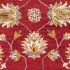 7' Red Ivory And Brown Wool Floral Hand Tufted Runner Rug