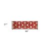 7' Red Ivory And Brown Wool Floral Hand Tufted Runner Rug