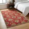 3' X 5' Sienna Gold And Green New Zealand Lambs Wool Floral Vines Hand Tufted Area Rug
