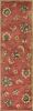 7' Sienna Gold And Green Wool Floral Vines Hand Tufted Runner Rug