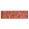 7' Sienna Gold And Green Wool Floral Vines Hand Tufted Runner Rug