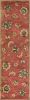 7' Sienna Gold And Green Wool Floral Vines Hand Tufted Runner Rug