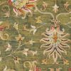 3' X 5' Green Red And Ivory New Zealand Lambs Wool Floral Medallion Hand Tufted Area Rug