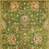 3' X 5' Green Red And Ivory New Zealand Lambs Wool Floral Medallion Hand Tufted Area Rug