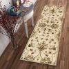 8' Champagne Red And Brown Wool Floral Medallion Hand Tufted Runner Rug