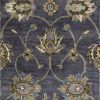 7' Dark Gray Green And Brown Wool Floral Hand Tufted Runner Rug