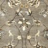 7' Gray Ivory And Brown New Zealand Lambs Wool Floral Hand Tufted Runner Rug