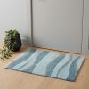 3' X 5' Blue Gray And Ivory Wool Abstract Hand Tufted Area Rug