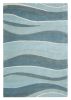 3' X 5' Blue Gray And Ivory Wool Abstract Hand Tufted Area Rug