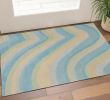 3' X 5' Blue Beige And Green Wool Abstract Hand Tufted Area Rug