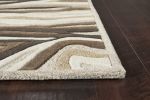 3' X 5' Beige Ivory And Black Wool Abstract Hand Tufted Area Rug