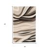 3' X 5' Beige Ivory And Black Wool Abstract Hand Tufted Area Rug