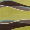 3' X 5' Lime Green Brown And Blue Wool Abstract Hand Tufted Area Rug