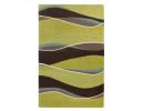 3' X 5' Lime Green Brown And Blue Wool Abstract Hand Tufted Area Rug