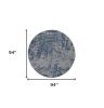 8' Gray Abstract Round Rug
