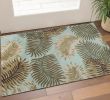3' X 5' Aqua And Brown Wool Botanical Leaves Hand Tufted Area Rug