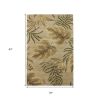 3' X 5' Sand And Beige Wool Botanical Leaves Hand Tufted Area Rug