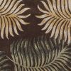 3' X 5' Espresso Beige And Green Wool Botanical Leaves Hand Tufted Area Rug