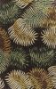 3' X 5' Espresso Beige And Green Wool Botanical Leaves Hand Tufted Area Rug