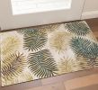 3' X 5' Natural Green And Brown Wool Botanical Leaves Hand Tufted Area Rug