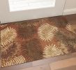 3' X 5' Rust Orange And Green Wool Botanical Leaves Hand Tufted Area Rug