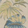 3' X 5' Ivory And Blue Wool Botanical Leaves Hand Tufted Area Rug