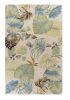 3' X 5' Ivory And Blue Wool Botanical Leaves Hand Tufted Area Rug