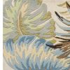 3' X 5' Ivory And Blue Wool Botanical Leaves Hand Tufted Area Rug