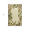 3' X 5' Ivory And Green Wool Botanical Leaves Hand Tufted Area Rug
