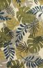 3' X 5' Ivory Green And Blue Wool Botanical Leaves Hand Tufted Area Rug