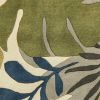 3' X 5' Ivory Green And Blue Wool Botanical Leaves Hand Tufted Area Rug