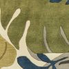 3' X 5' Ivory Green And Blue Wool Botanical Leaves Hand Tufted Area Rug